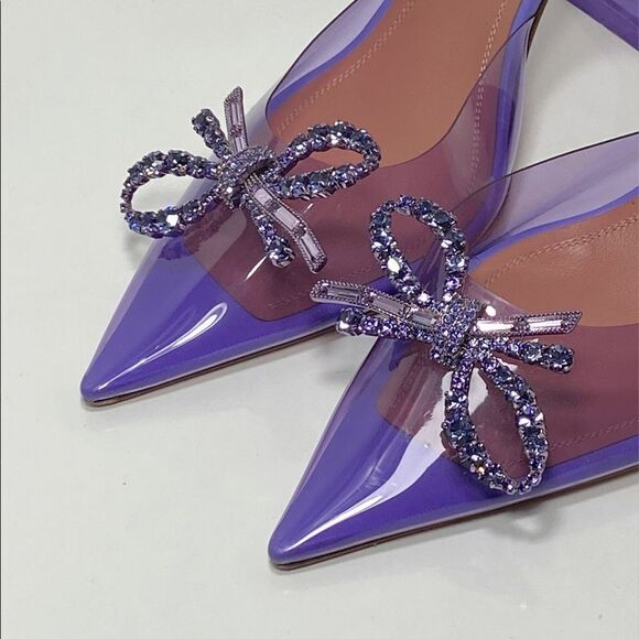 Amina Muaddi Rosie Crystal-Embellished Transparent Slingback Pumps size 39 - Picture 5 of 13